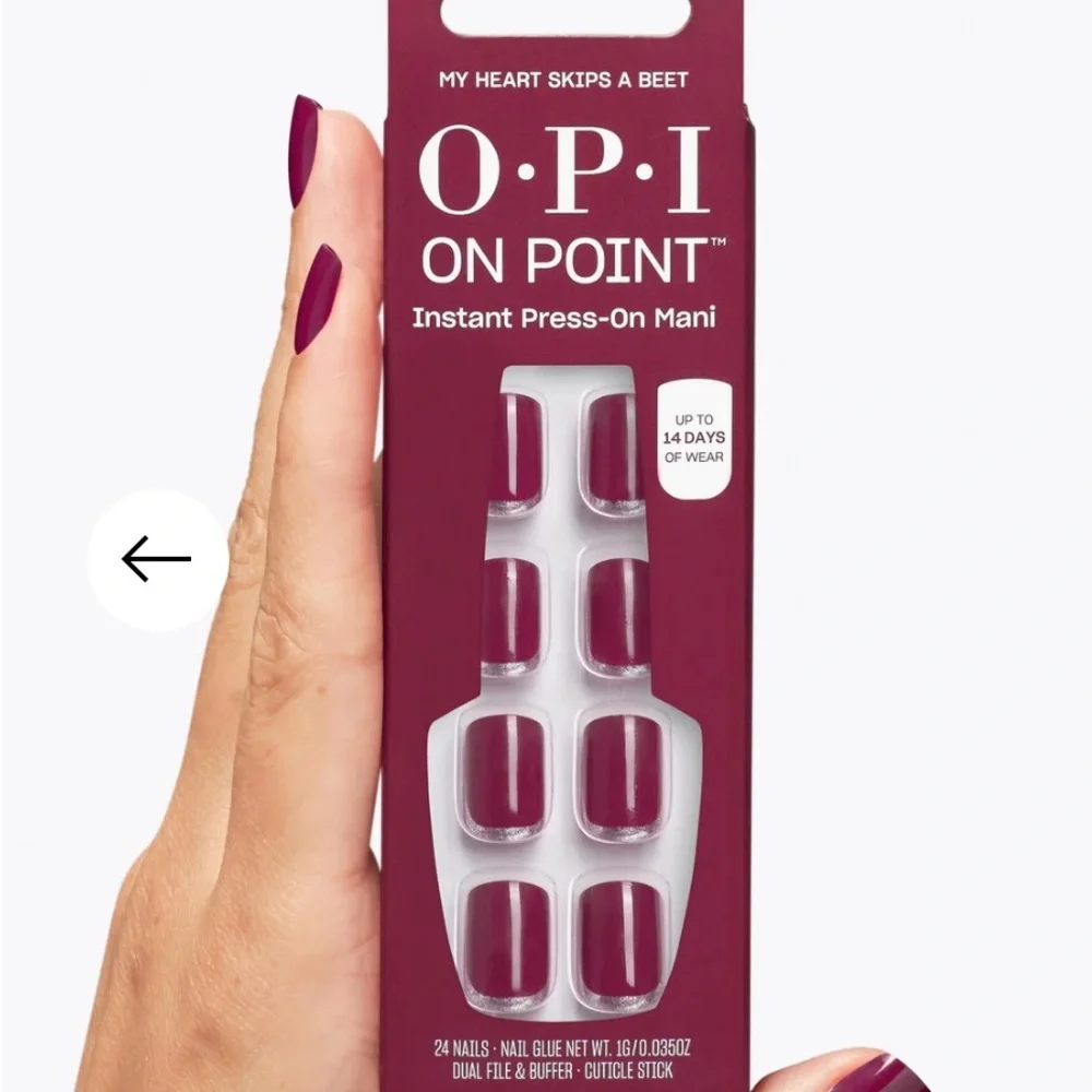 OPI Vibrant Press-On Nails My Heart Skips a beet short squoval NEW IN BOX